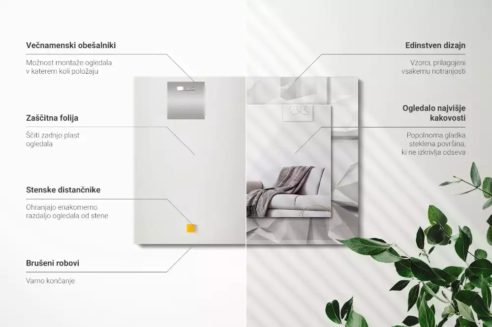 Lustro z nadrukiem prostokątne abstrakcyjne figury geometryczne