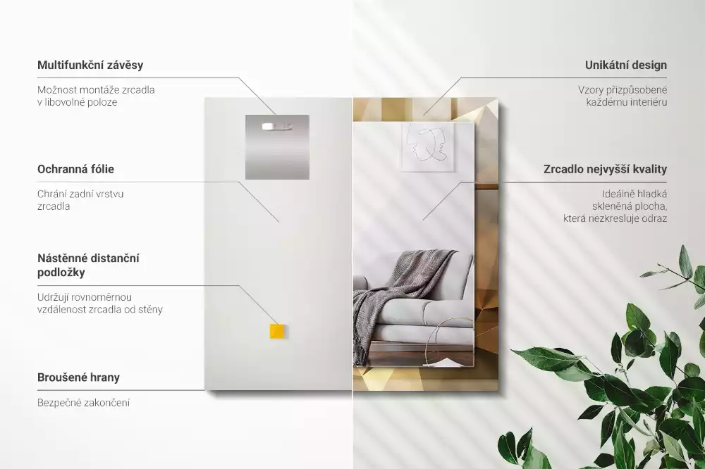 Lustro z nadrukiem prostokątne figury geometryczne