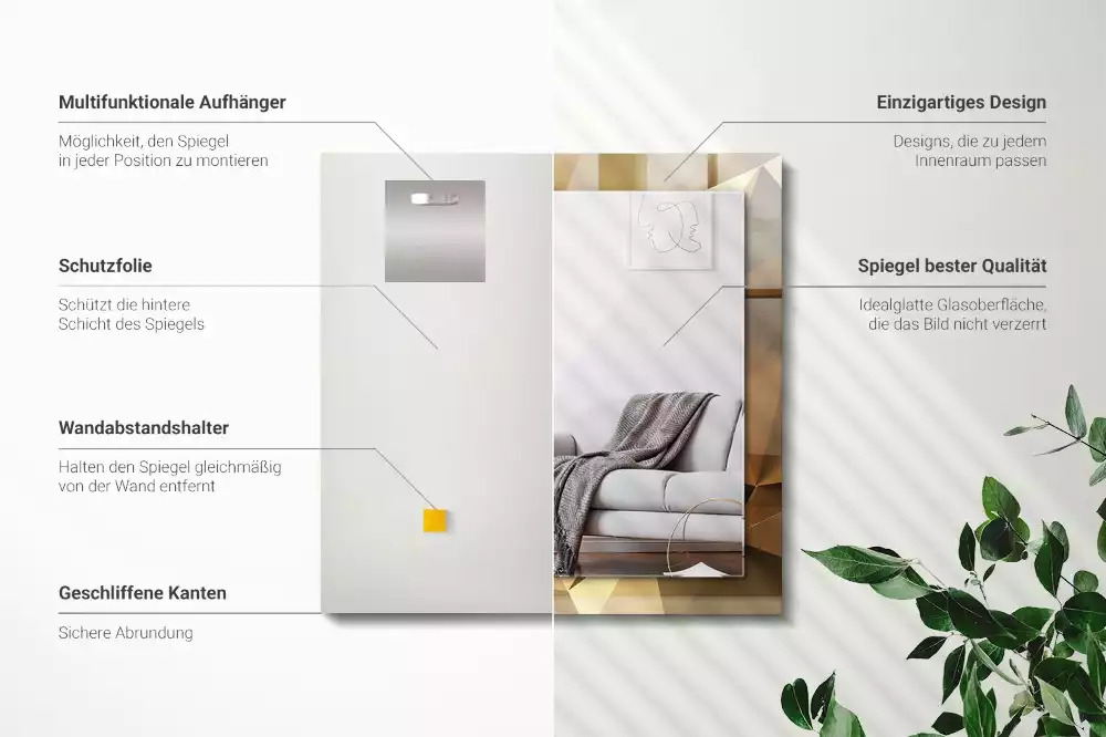 Lustro z nadrukiem prostokątne figury geometryczne