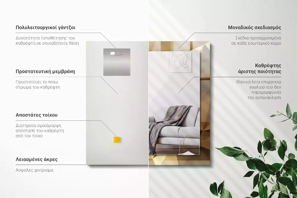 Lustro z nadrukiem prostokątne figury geometryczne