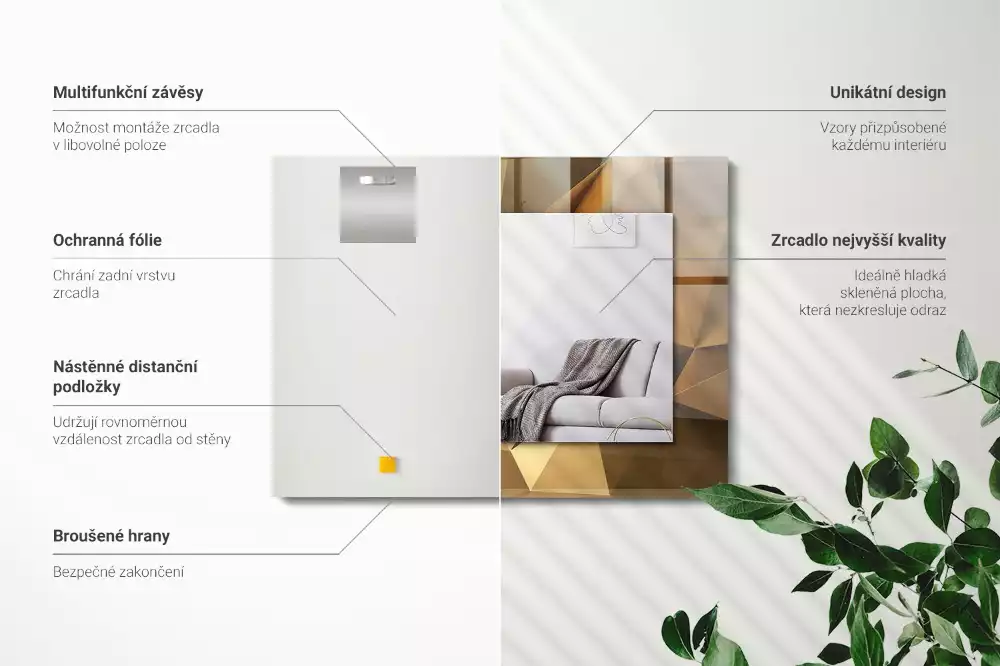 Lustro z nadrukiem prostokątne figury geometryczne