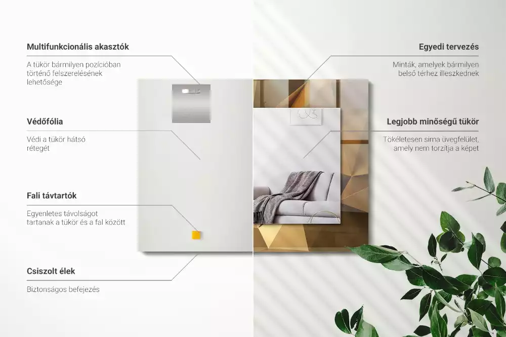 Lustro z nadrukiem prostokątne figury geometryczne