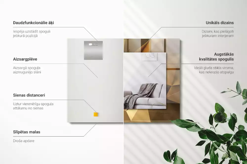 Lustro z nadrukiem prostokątne figury geometryczne