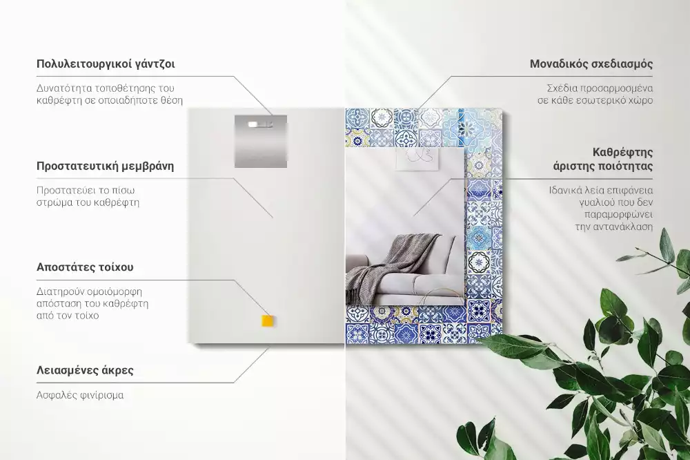 Lustro z drukowaną ramką prostokątne motywy marokańskie