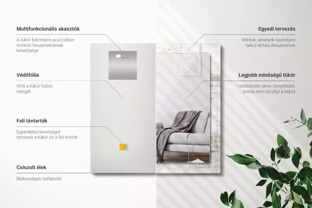 Lustro dekoracyjne prostokątne postarzane drewno