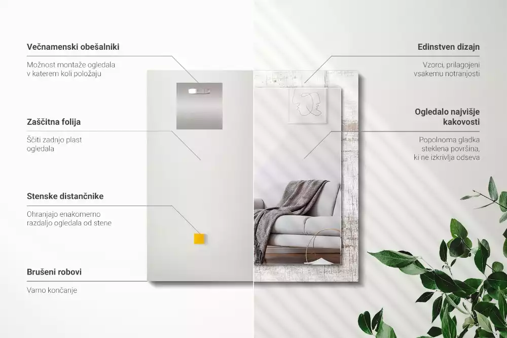 Lustro dekoracyjne prostokątne postarzane drewno