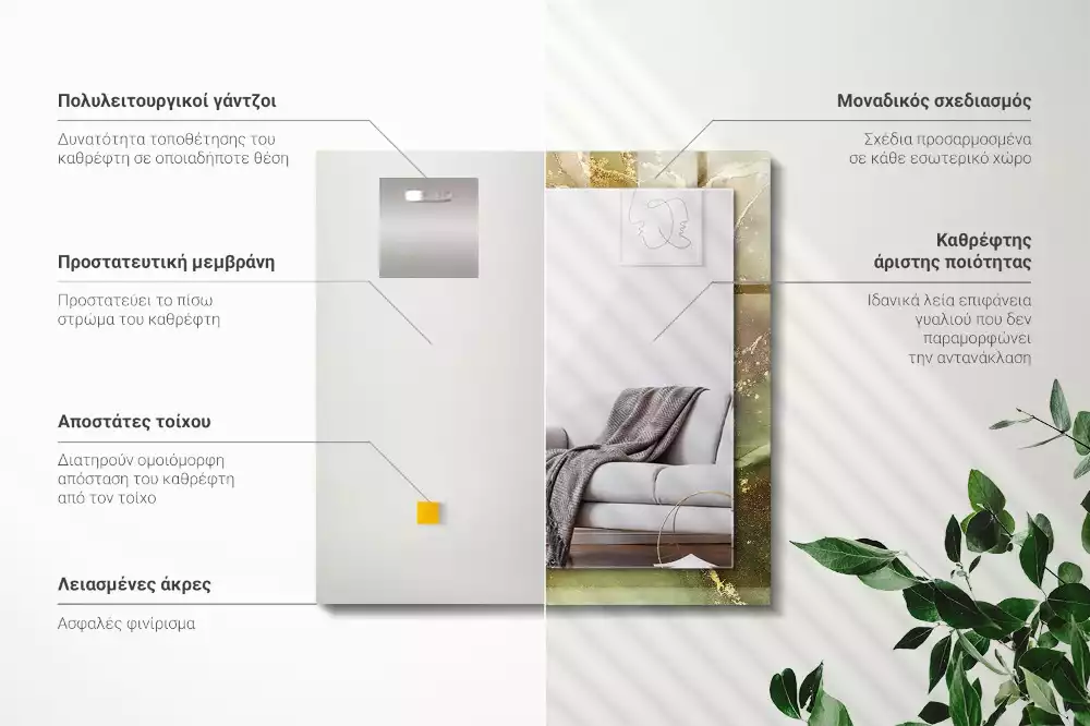 Lustro z nadrukiem prostokątne sztuka abstrakcyjna