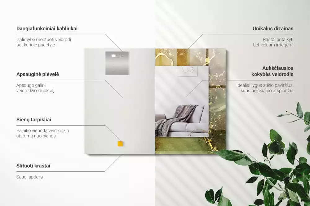 Lustro z nadrukiem prostokątne sztuka abstrakcyjna