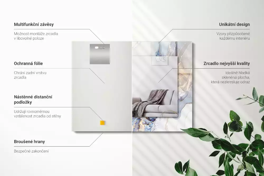 Lustro dekoracyjne prostokątne marmurowa sztuka abstrakcyjna