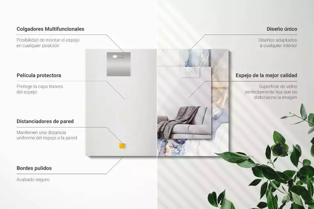 Lustro dekoracyjne prostokątne marmurowa sztuka abstrakcyjna
