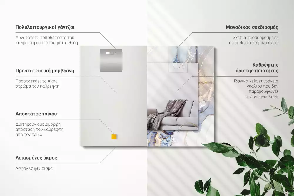 Lustro dekoracyjne prostokątne marmurowa sztuka abstrakcyjna