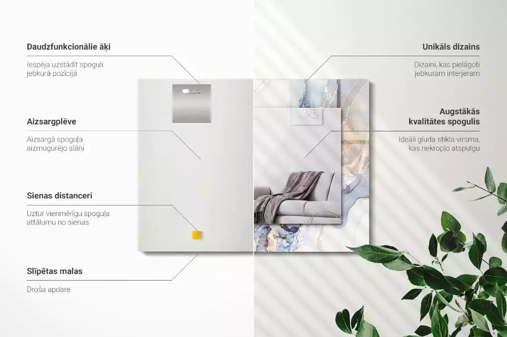 Lustro dekoracyjne prostokątne marmurowa sztuka abstrakcyjna