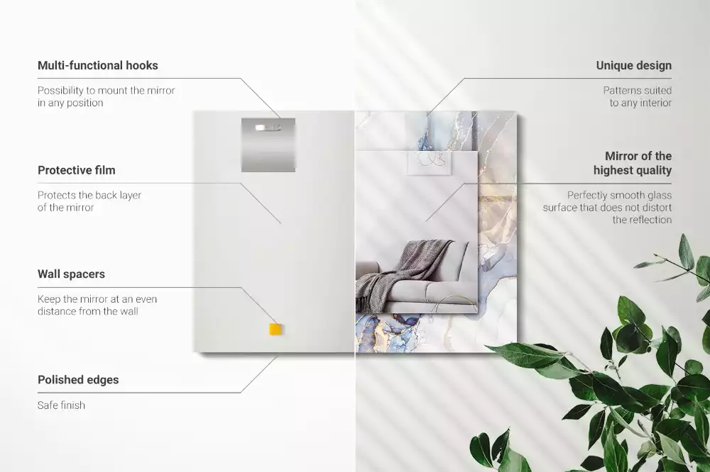 Lustro dekoracyjne prostokątne marmurowa sztuka abstrakcyjna