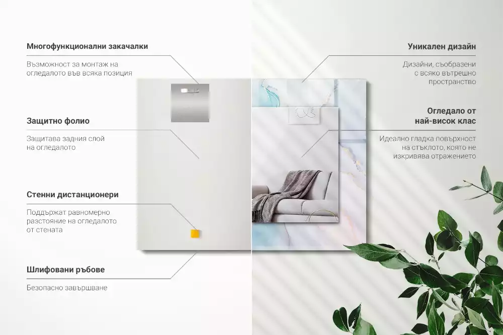 Lustro z nadrukiem dekoracyjne prostokątne akwarelowa abstrakcja
