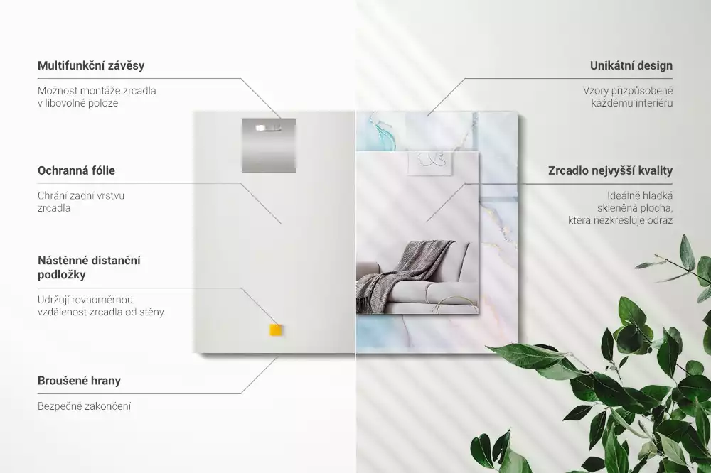 Lustro z nadrukiem dekoracyjne prostokątne akwarelowa abstrakcja