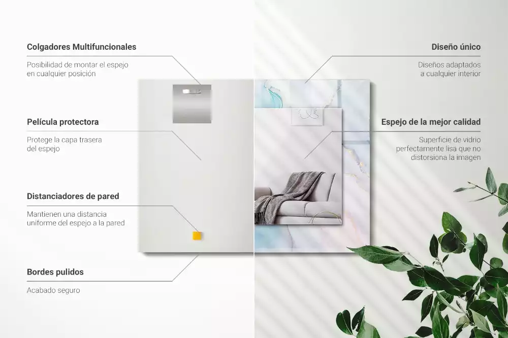 Lustro z nadrukiem dekoracyjne prostokątne akwarelowa abstrakcja