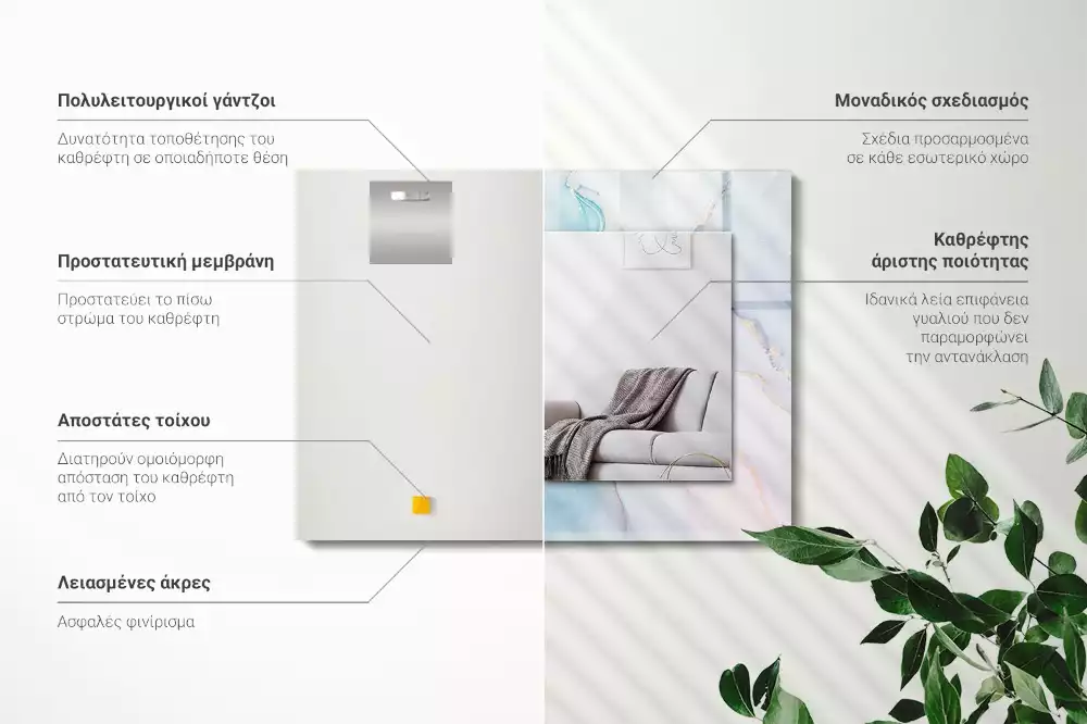 Lustro z nadrukiem dekoracyjne prostokątne akwarelowa abstrakcja