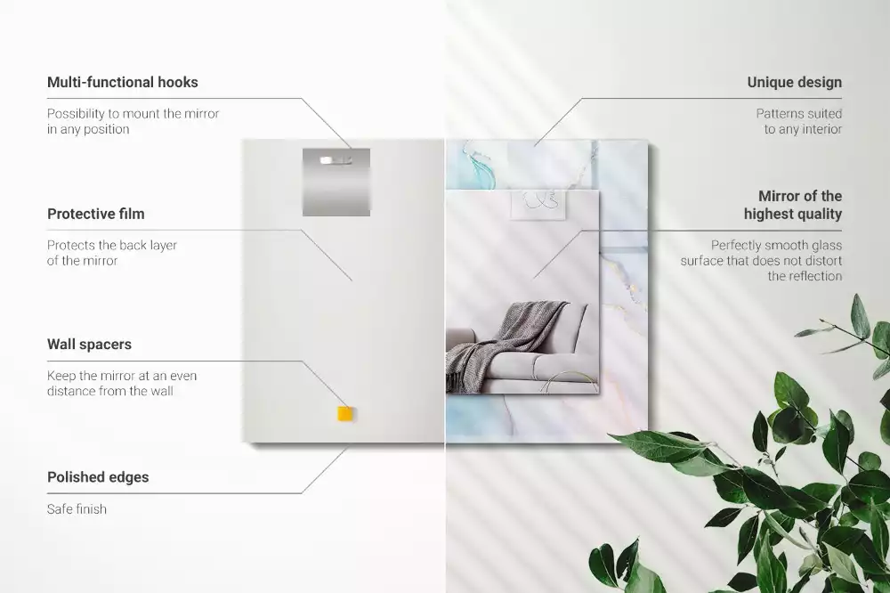 Lustro z nadrukiem dekoracyjne prostokątne akwarelowa abstrakcja
