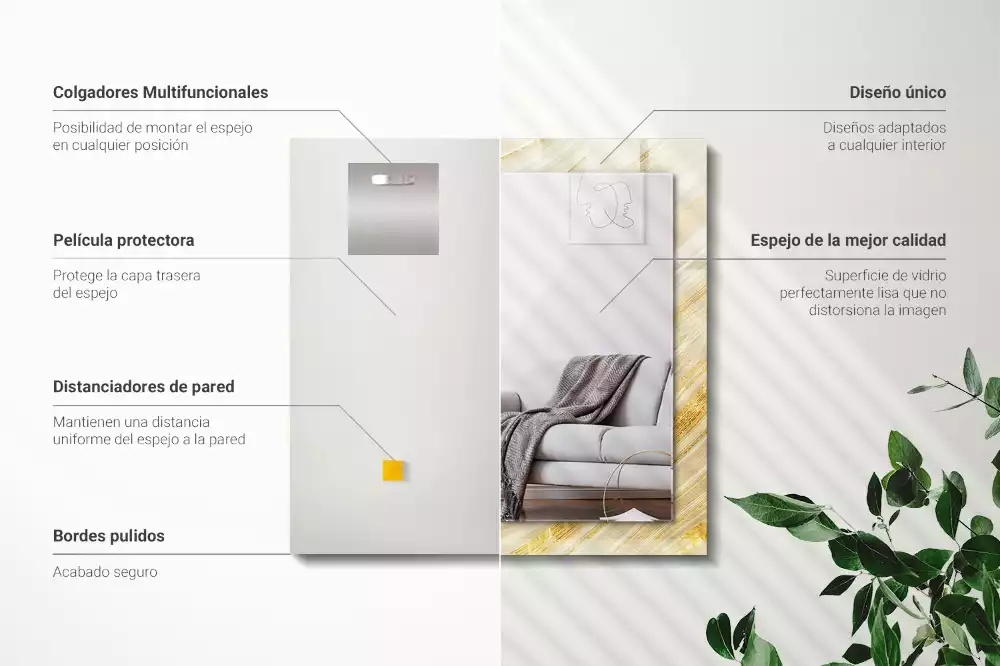 Lustro dekoracyjne prostokątne żółte kreski abstrakcyjne