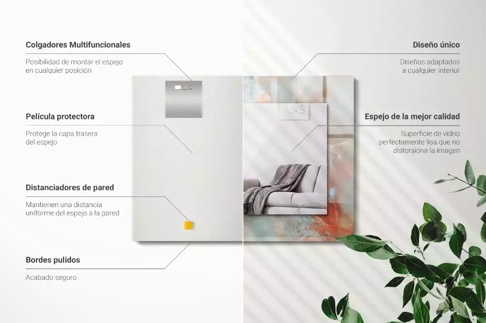 Lustro z nadrukiem dekoracyjne prostokątne abstrakcyjna barwna struktura
