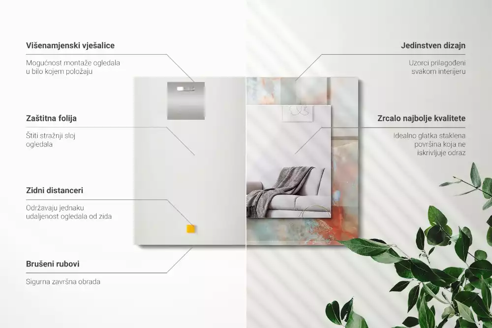 Lustro z nadrukiem dekoracyjne prostokątne abstrakcyjna barwna struktura
