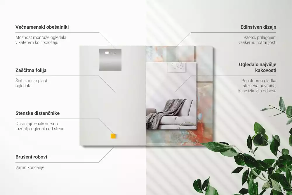 Lustro z nadrukiem dekoracyjne prostokątne abstrakcyjna barwna struktura