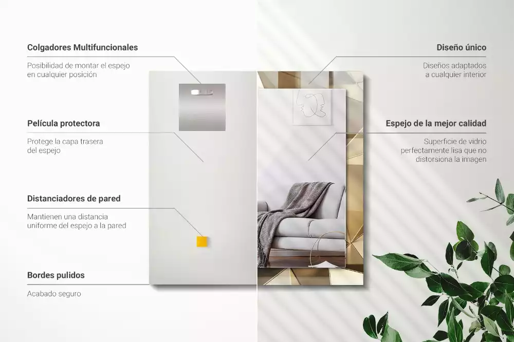 Lustro z nadrukiem prostokątne figury geometryczne