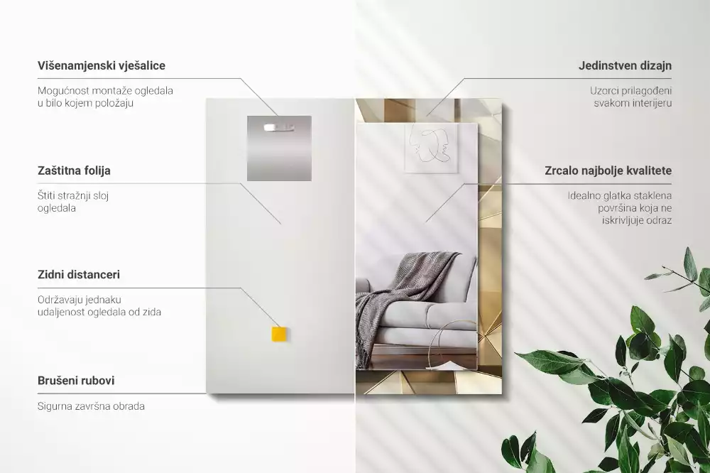 Lustro z nadrukiem prostokątne figury geometryczne