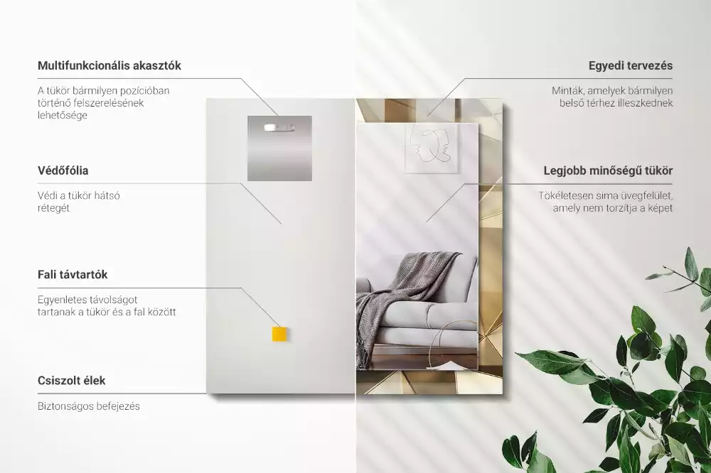 Lustro z nadrukiem prostokątne figury geometryczne