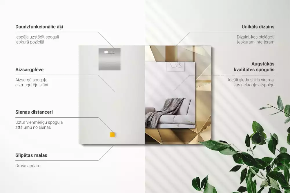 Lustro z nadrukiem prostokątne figury geometryczne