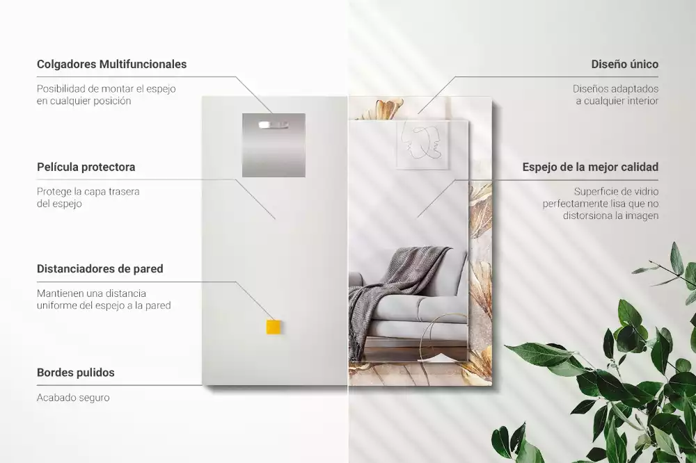 Lustro dekoracyjne prostokątne kwiaty retro
