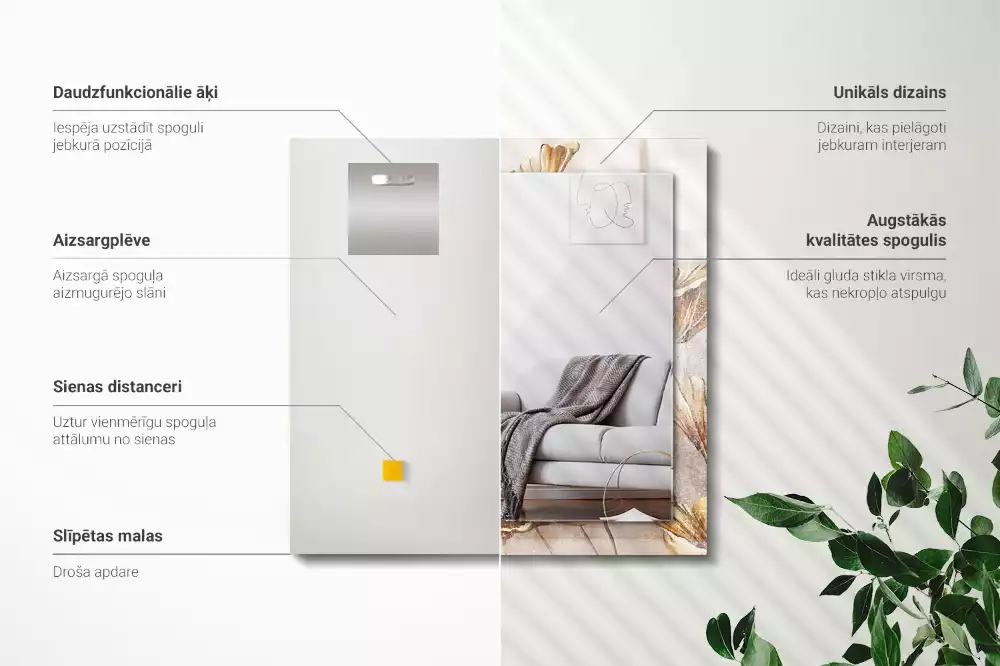 Lustro dekoracyjne prostokątne kwiaty retro