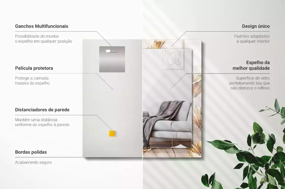 Lustro dekoracyjne prostokątne kwiaty retro