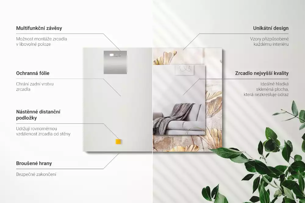 Lustro dekoracyjne prostokątne kwiaty retro