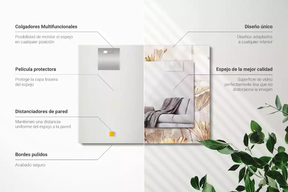 Lustro dekoracyjne prostokątne kwiaty retro
