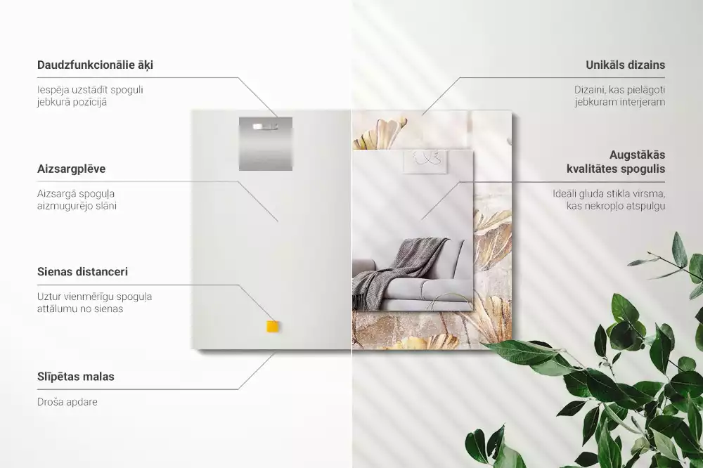 Lustro dekoracyjne prostokątne kwiaty retro