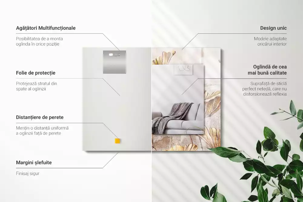 Lustro dekoracyjne prostokątne kwiaty retro