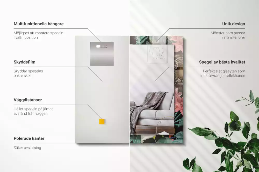 Lustro dekoracyjne prostokątne tygrysy i papugi w dżungli
