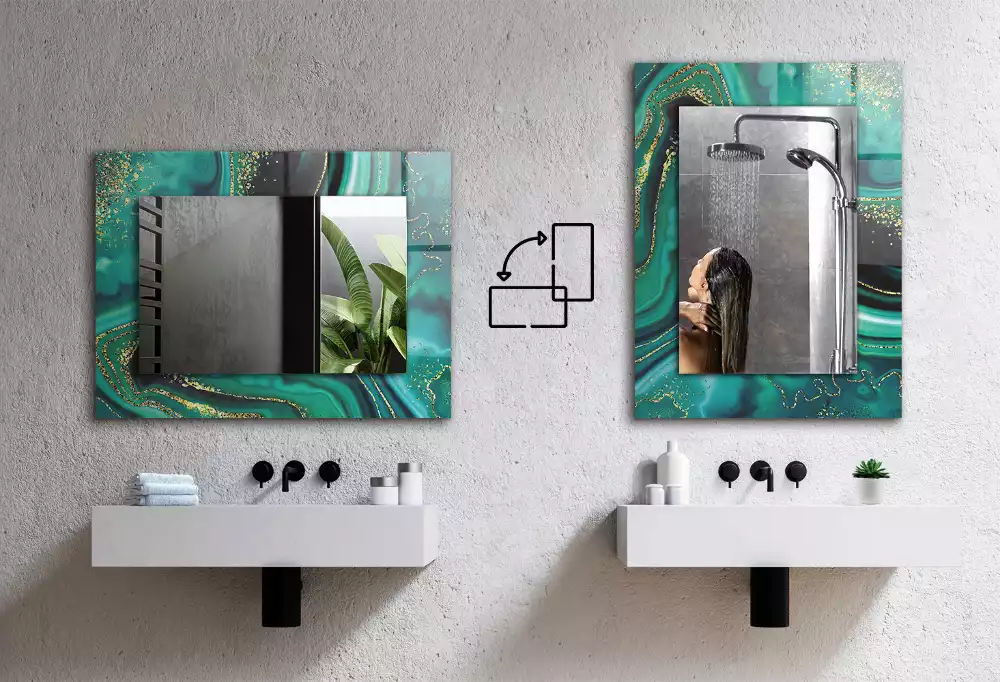 Lustro z nadrukiem dekoracyjne prostokątne tropikalne liście