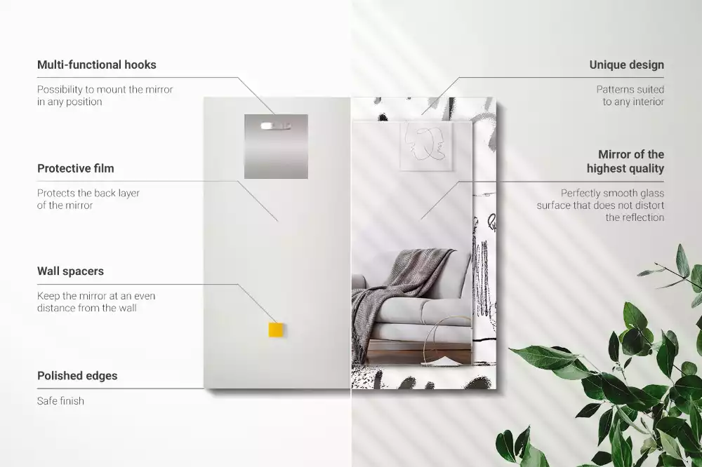 Lustro dekoracyjne prostokątne abstrakcyjne nowoczesne szlaczki