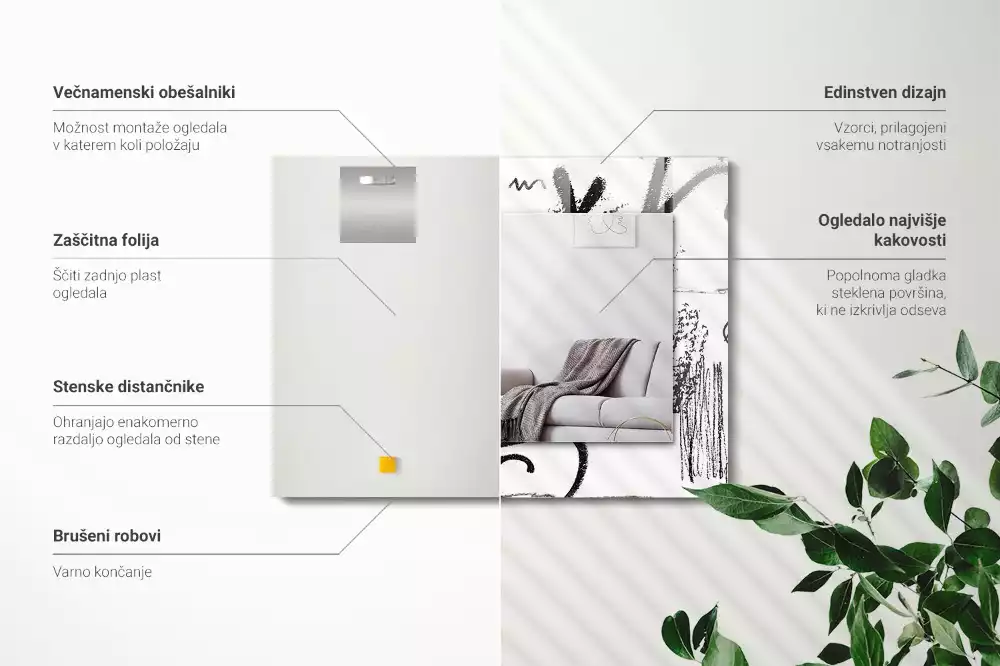 Lustro dekoracyjne prostokątne abstrakcyjne nowoczesne szlaczki
