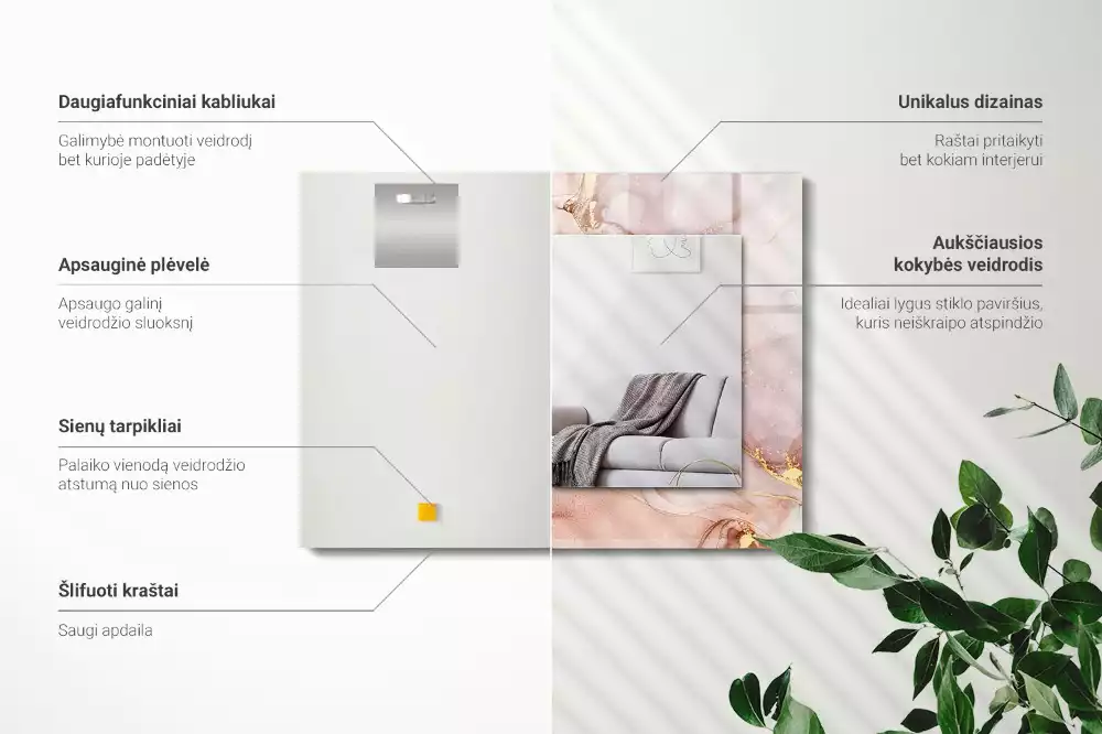Lustro z nadrukiem dekoracyjne prostokątne akwarelowa sztuka abstrakcyjna