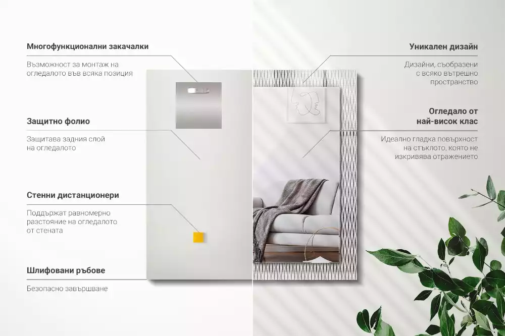 Lustro z nadrukiem prostokątne motyw tkaniny tekstylnej