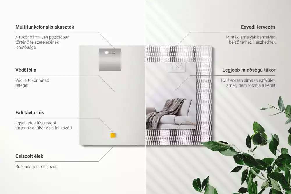 Lustro z nadrukiem prostokątne motyw tkaniny tekstylnej