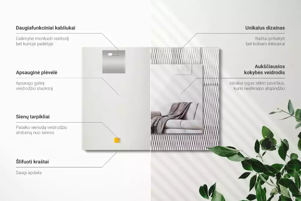 Lustro z nadrukiem prostokątne motyw tkaniny tekstylnej