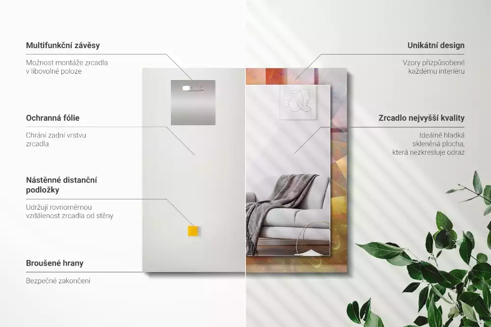 Lustro z drukowaną ramką prostokątne kolorowa spirala fraktalna