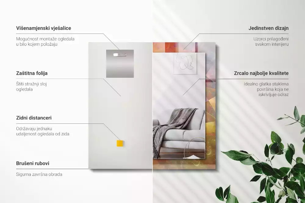 Lustro z drukowaną ramką prostokątne kolorowa spirala fraktalna