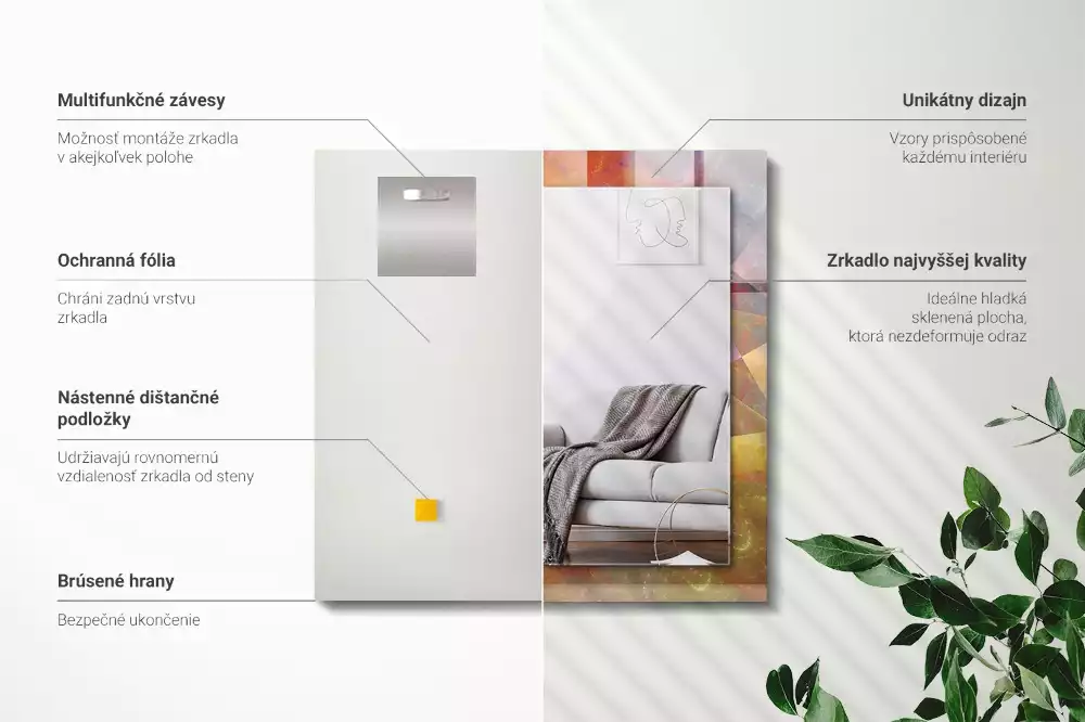 Lustro z drukowaną ramką prostokątne kolorowa spirala fraktalna