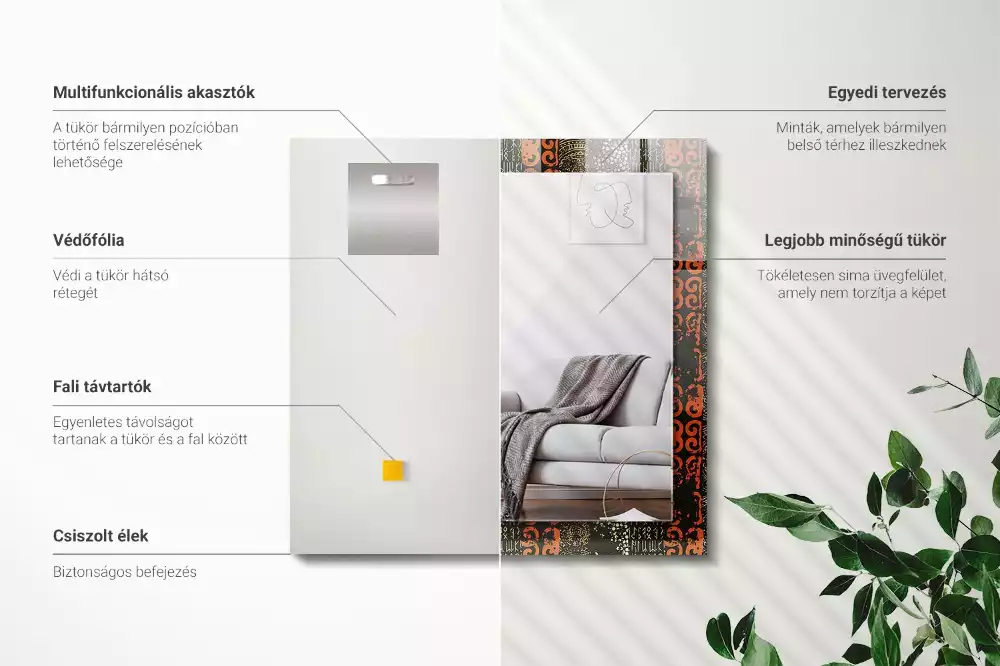 Lustro dekoracyjne prostokątne etniczny deseń ornamentowy