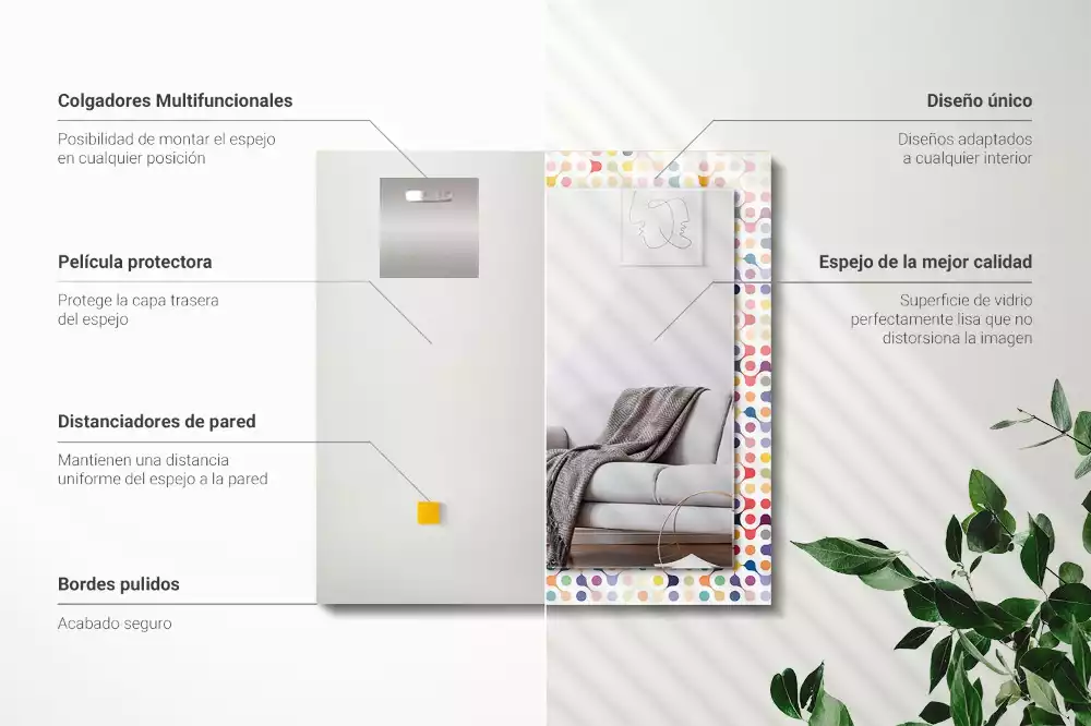 Lustro z nadrukiem prostokątne kolorowy deseń geometryczny